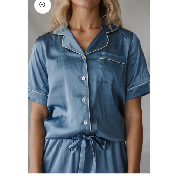 Blue Satin Pajama Shorts Set - Lates by Kate - Picture 2 of 4